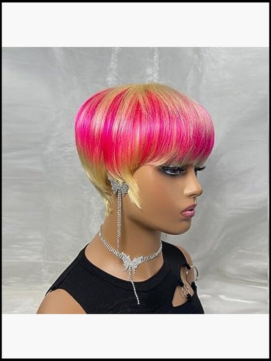 Short Pixie Cut Wig with Bangs Heat Resistant Synthetic Hairpiece Daily Wear